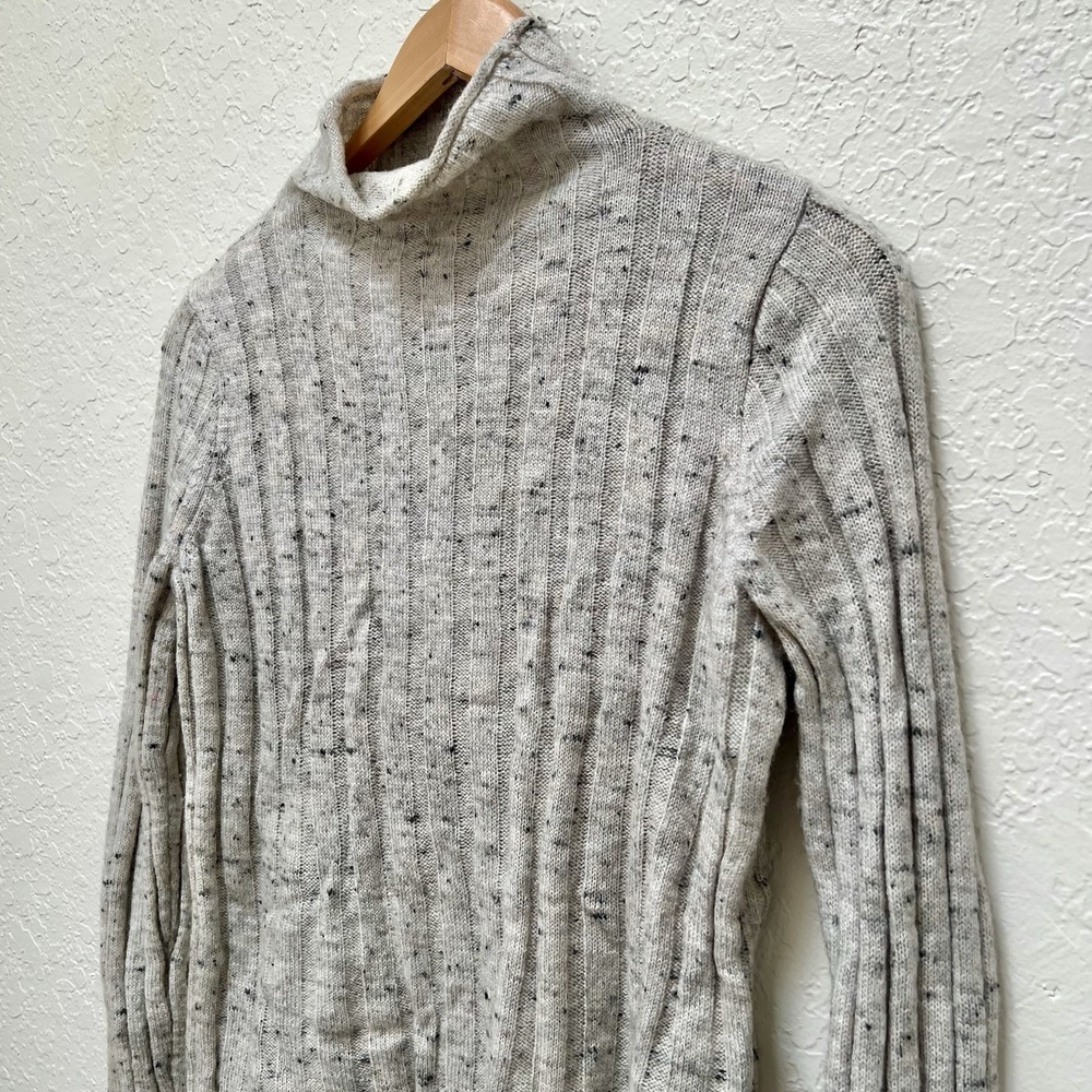 Madewell Womens Sweater Size S Gray Ribbed Knit Mock Neck Long Sleeve
